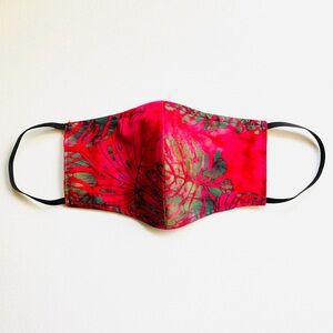 NEW Handmade Batik Monstera Print Face Mask